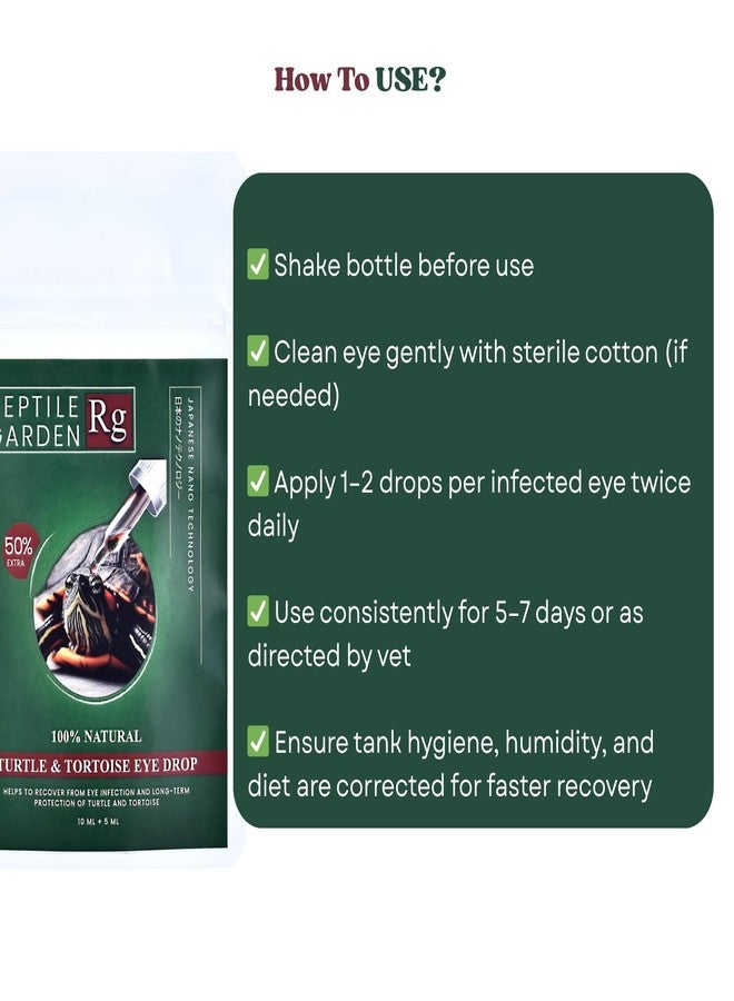 قطرة عين للسلاحف | عناية بيطرية بالعيون للزواحف لعلاج الالتهابات والتهيج والحماية طويلة الأمد (10 مل + 5 مل) - Image 4